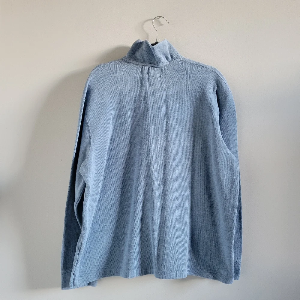 Polo by Ralph Lauren Light Blue Cotton Mock Neck 1/4 Zip Sweater Mens XL - Picture 9 of 9